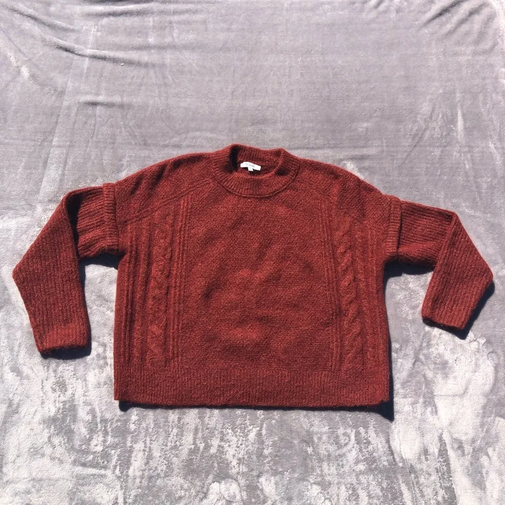 Madewell Sweater Womens Medium Wool Alpaca Blend Cable knit Ribbed Long Sleeve